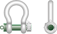 P-5365 Green Pin Locking Clamp ROV Shackles Product Illustration